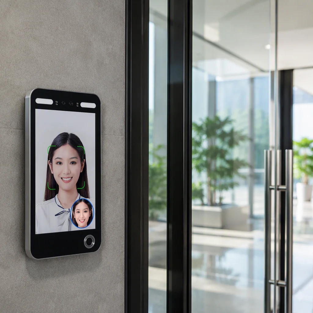 Access control terminal at a glass entrance