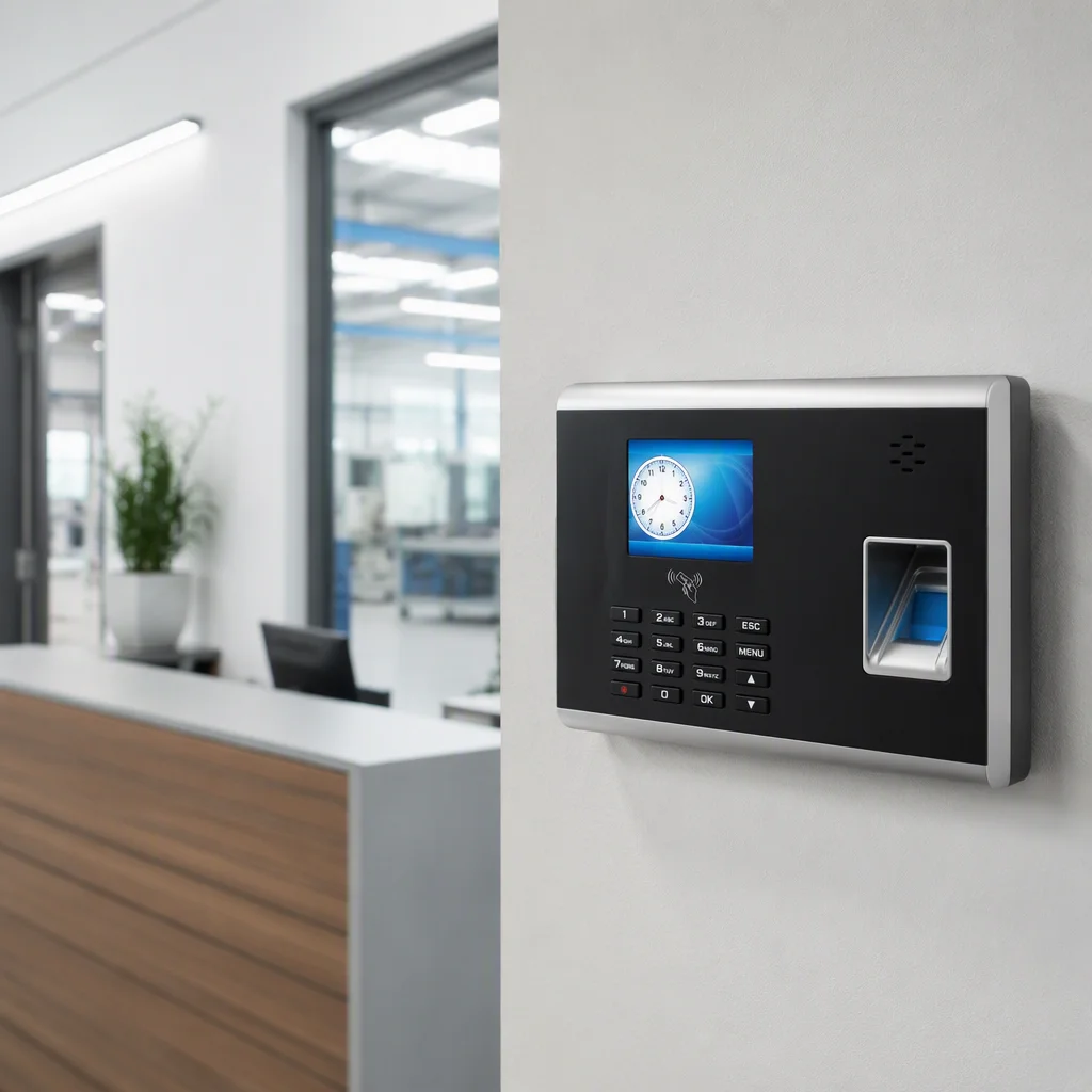 Attendance terminal at a factory front desk