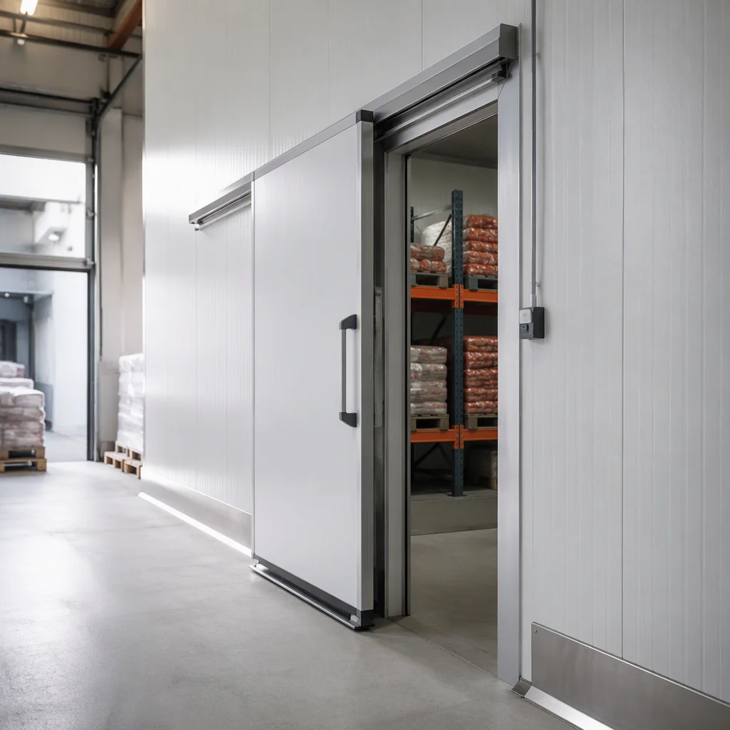 Cold storage entrance with fingerprint access reader