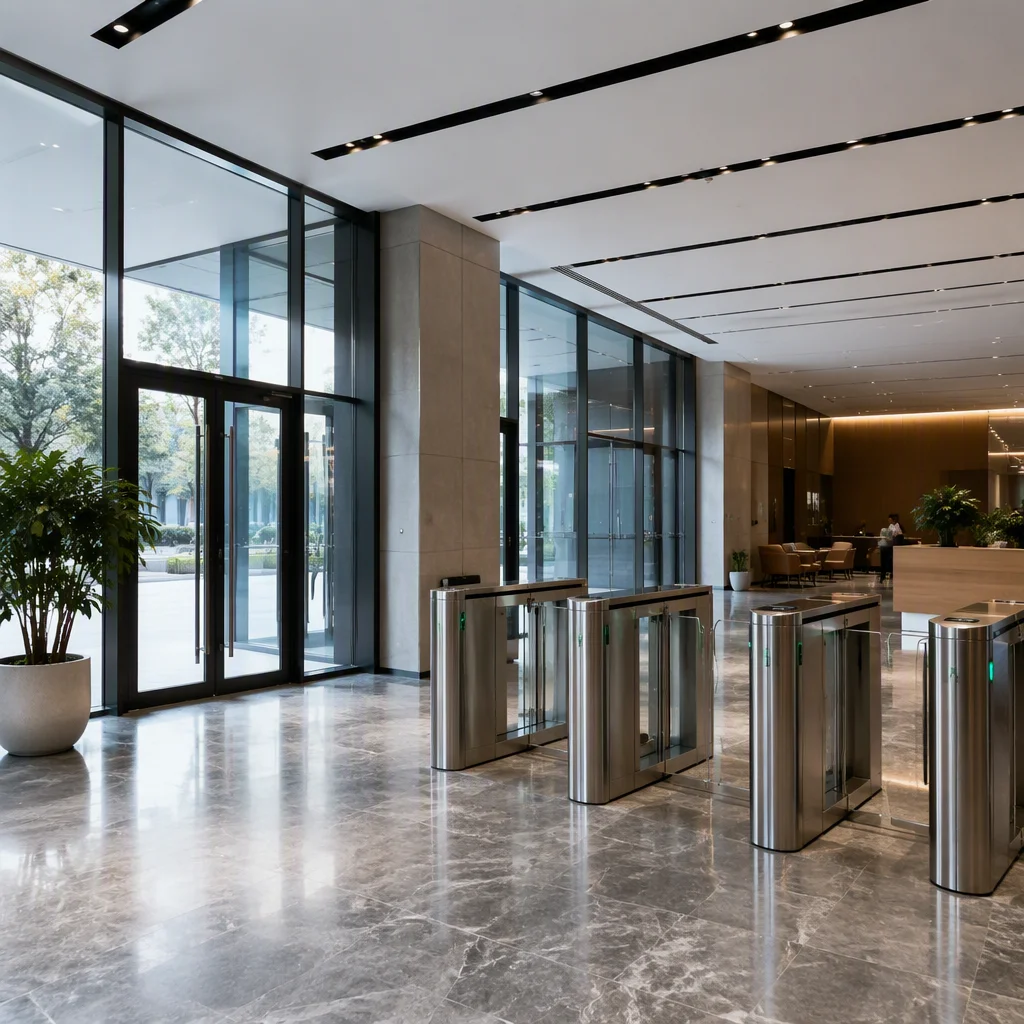 Lobby gate with a dual-camera face access terminal